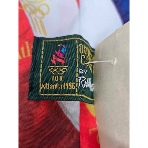 NOS VINTAGE OLYMPICS RED WHITE NECKTIE MENSWEAR TIE ATLANTA 1996 RALPH MARLIN - Picture 8 of 10